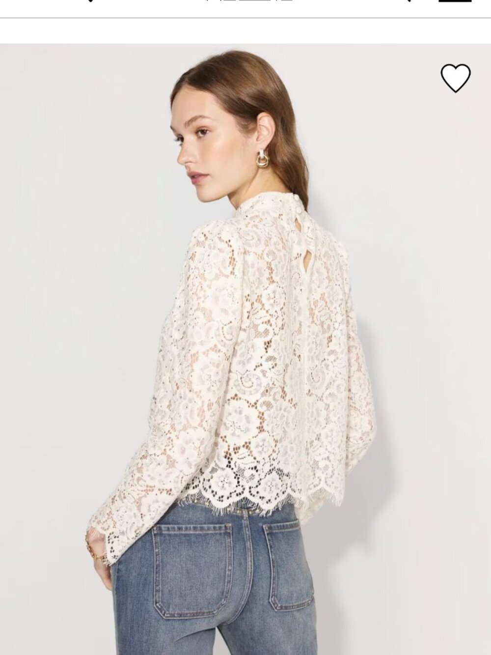 NWT WHITE HOUSE BLACK MARKET embellished lace blouse top - Picture 3 of 3